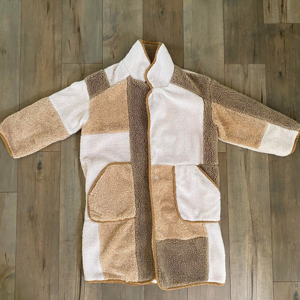 Anthropologie X Pilcro Colorblock Sherpa Coat Size Medium